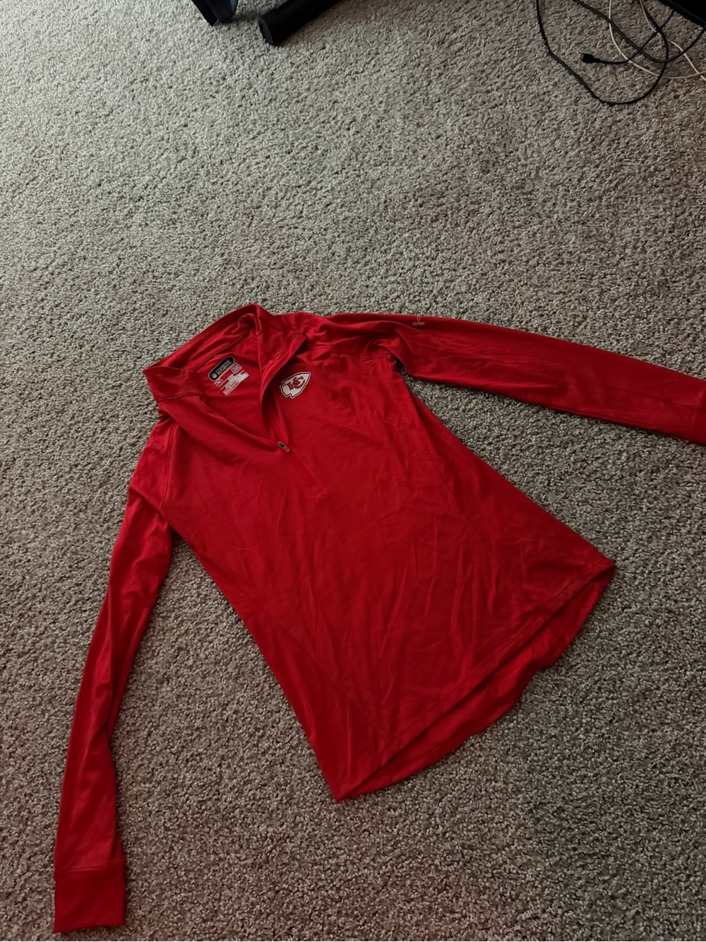 NFL Women's Red Quarter-Zip Pullover with Team Patch